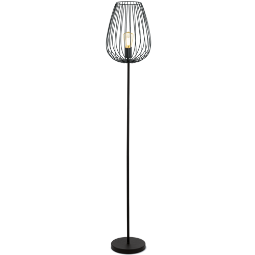 Newtown gulvlampe i metal Sort, med fodafbryder, MAX 60W E27, Base 23 cm, diameter 27,5 cm, højde 159,5 cm.